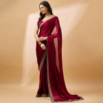 Embroidered Satin Saree